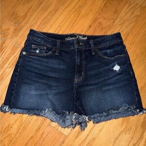 Universal Thread High Rise Shortie Women’s size 4/27R Denim Jean Shorts Raw Hem